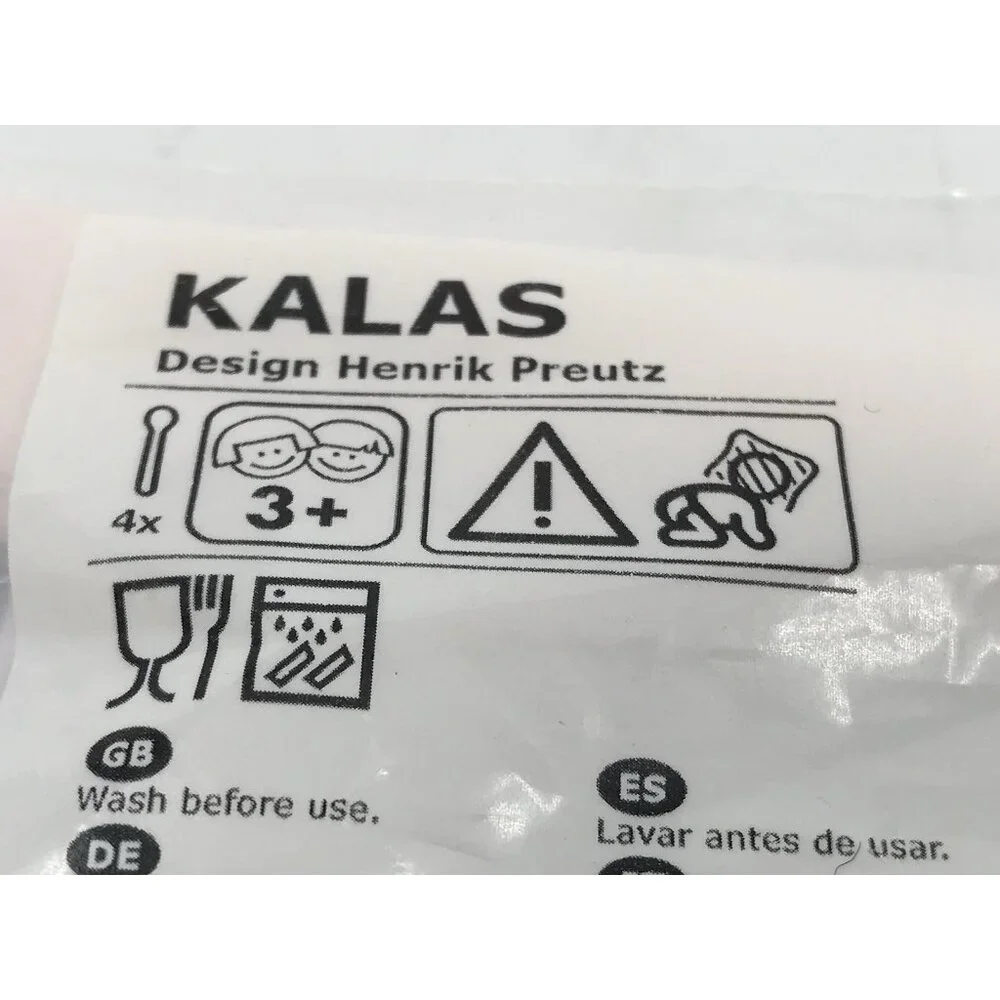 IKEA Kalas Kids Plastic Spoon Multi-Color Tableware 4‎ Pack Pink Blue Yellow